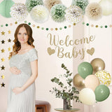 Amandir Baby Shower Decorations Sage Green Balloons Welcome Baby