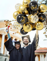 Graduation Balloons, Congrats Grad Balloons 12 Inch Black and Gold