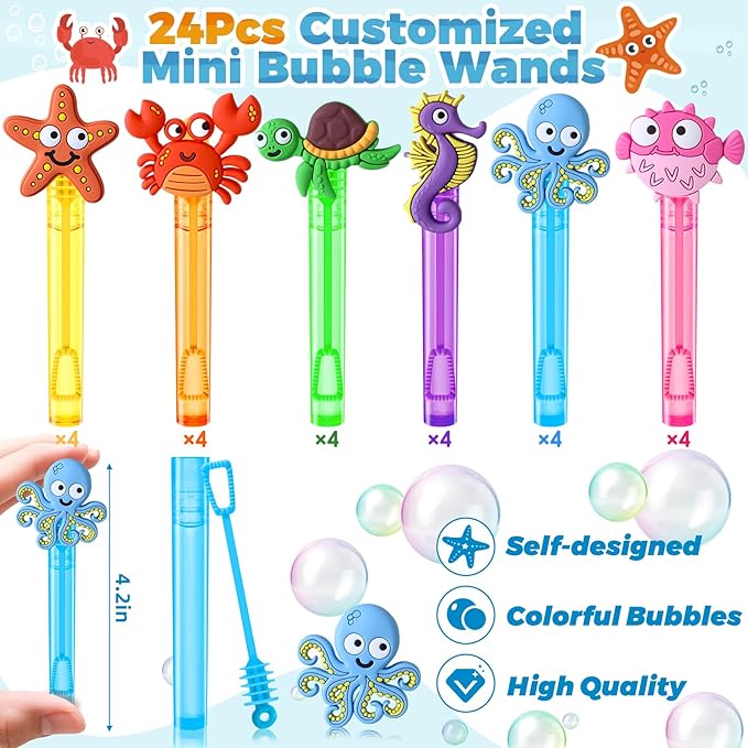 Under the Sea Party Favors 24Pcs Self designed Mini Bubble Wands for