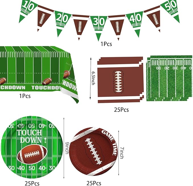 Football Party Decorations Football Party Supplies Set with Plates
