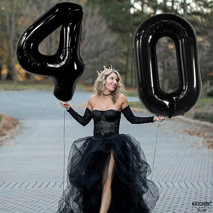 Large, Black 0 Balloon Number - 40 Inch | Foil Number Balloons for