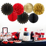Red Black Gold Party Decorations Streamers Lanterns 14pcs Casino