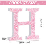 Qunclay Pink Crystal Diamond Letter Wall Decor, Glitter Wooden Bling