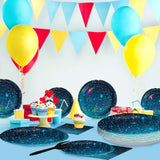 96Pcs Galaxy Party Supplies Iridescent Space Stars Birthday Plates and