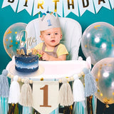 Baby Boy First Birthday Party Decorations Blue High Chair Banner 1st