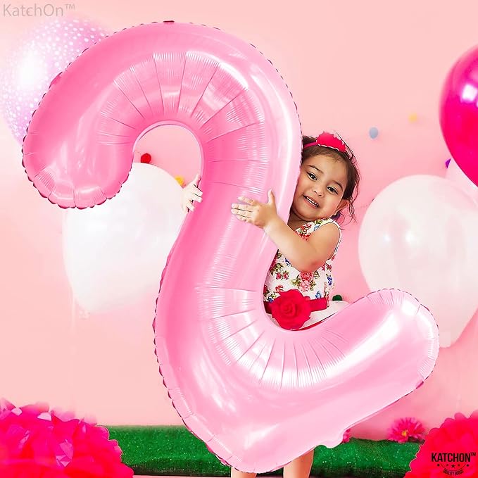 KatchOn, Giant Pink Number 2 Balloon - 40 Inch | Two Balloon, Light
