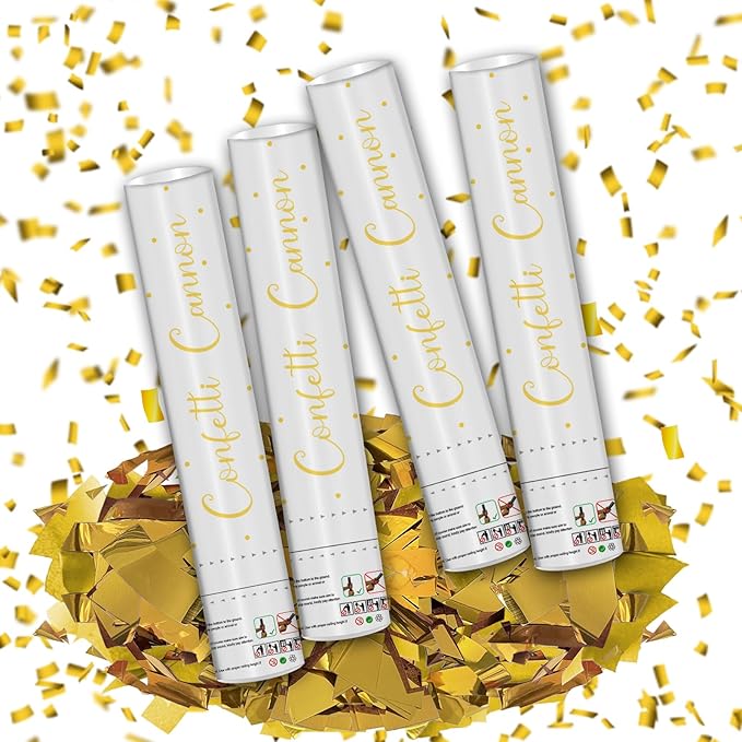 12" Gold Confetti Confetti Cannons - Party Poppers for Birthday