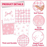 96Pcs Pink Bow Baby Shower Party Supplies Girl Bow Paper Plates