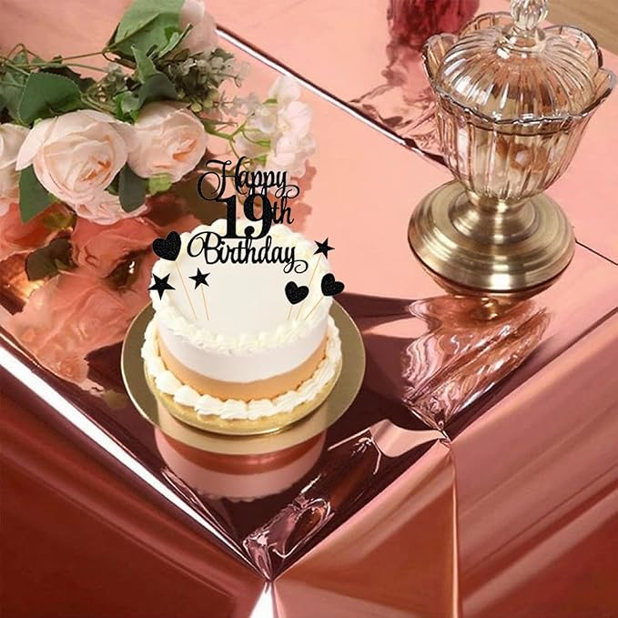 19th Birthday Decorations for Her Black Rose Gold Party Essentials