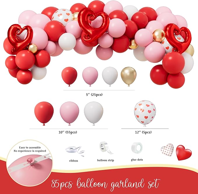 Valentine's Day Party Decorations Kit Red and Pink Heart Balloon