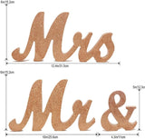 Mr & Mrs Wedding Sign Decorative Letters Rustic Elegant Rose Gold