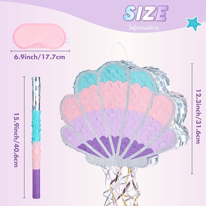 Mermaid Seashell Piñata Pink Shellfish Piñatas for Kids Girls