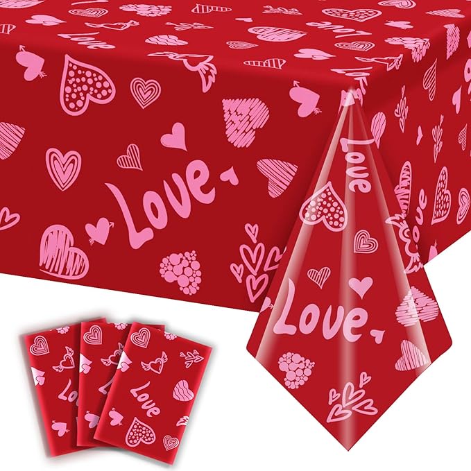 3 Pack Valentine's Day Tablecloth Valentines Table Cloth 54x128inch