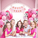 60pcs Cowgirl Balloons, Hot Pink Light Pink Confetti Cow Print Latex