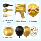 137Pcs Black and Gold Balloons Garland Arch Kit with Stars - 5 10 12