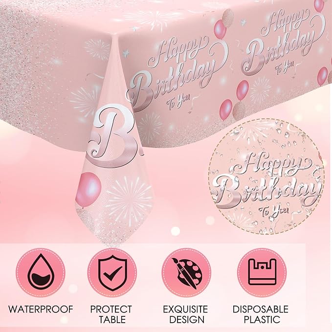 41Pcs Rose Gold Birthday Party Decorations Happy Birthday Plates and