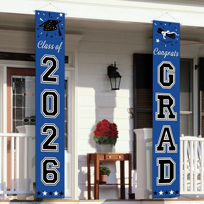 DAZONGE 2026 Graduation Decorations Blue, Congrats Grad Porch Banner