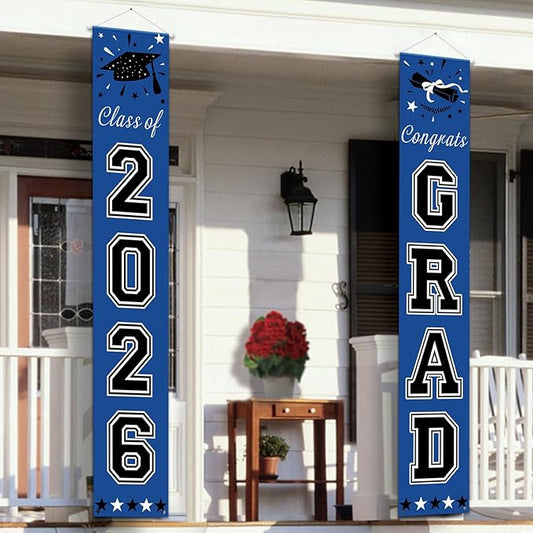 DAZONGE 2026 Graduation Decorations Blue, Congrats Grad Porch Banner