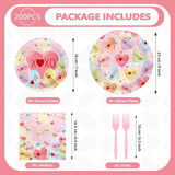 200Pcs Valentine's Day Decorations Happy Valentine Plates and