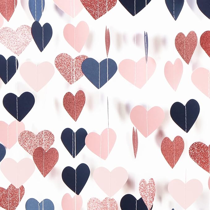 Navy-Blue Pink Rose-Gold Mothers-Day Garland - 52Ft Gender Reveal