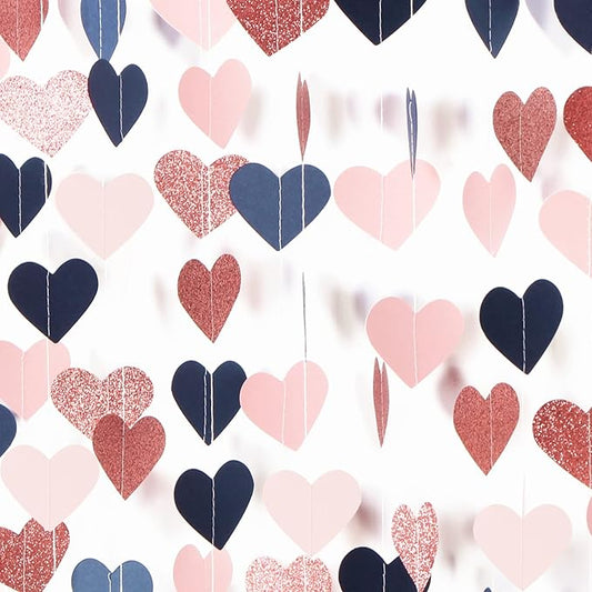 Navy-Blue Pink Rose-Gold Mothers-Day Garland - 52Ft Gender Reveal