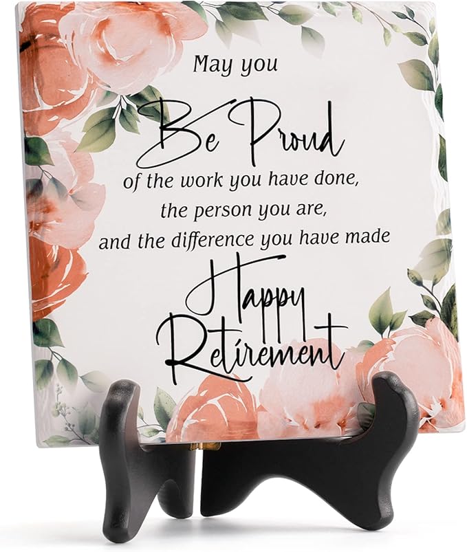 Retirement Gifts for Women Men Best Ceramic Retirement Plaque Happy