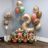 Nude Number 1 Balloons, 40 Inch Tan 1st Birthday Foil Balloon for