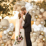 Ouddy Party White Sand Gold Balloon Arch Garland Kit, Different Sizes