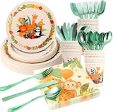 175 PCS Jungle Party Plate Set Animal Theme Party Decorations