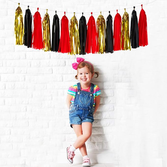 Black-Red Gold Party-Decorations Tassel Garland - 15pcs Graduation