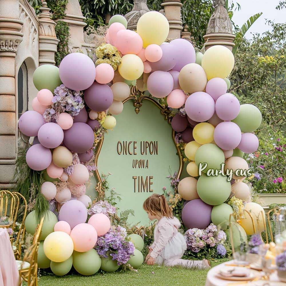 Purple Green Pink Balloon Arch Double Stuffed Dusty Green Lavender
