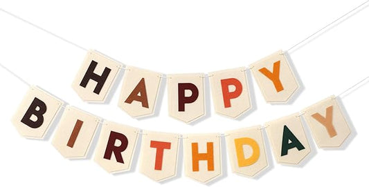 Boho Felt Happy Birthday Banner Bohemian Birthday Party Decorations