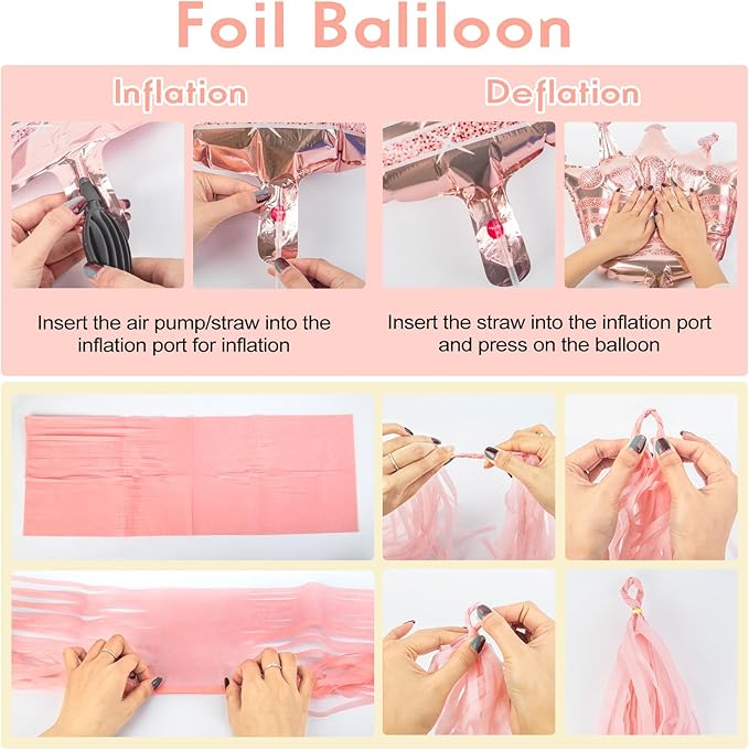 Rose Gold Birthday Party Decorations for Women Girls Rose Gold Pink
