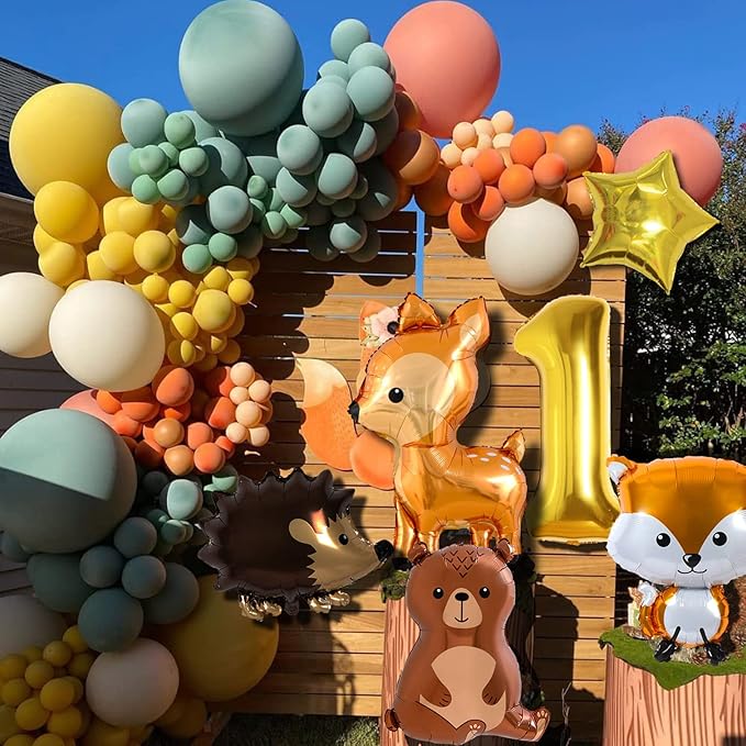 Forest Animals Jungle Birthday Decoration for Boy & Girl Orange