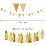 White Gold Champagne Party Decorations - 23pcs Tissue Pom Poms