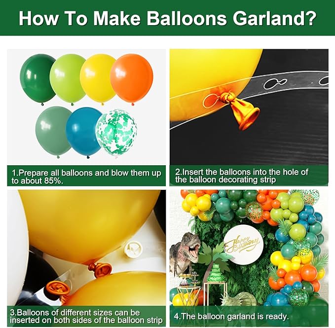 Jungle Themed Balloon Garland Arch Kit Sage Green Orange Yellow