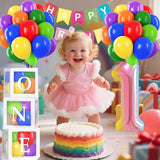 Rainbow First Birthday Decorations 12 inch Rainbow Balloons 40 Inch