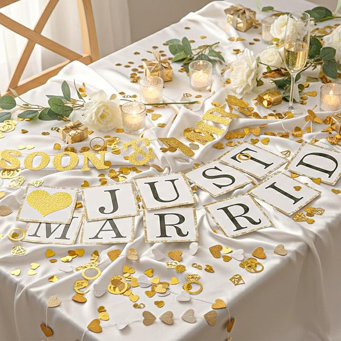 Wedding Banner Just Married Party Decorations Heart Streamers
