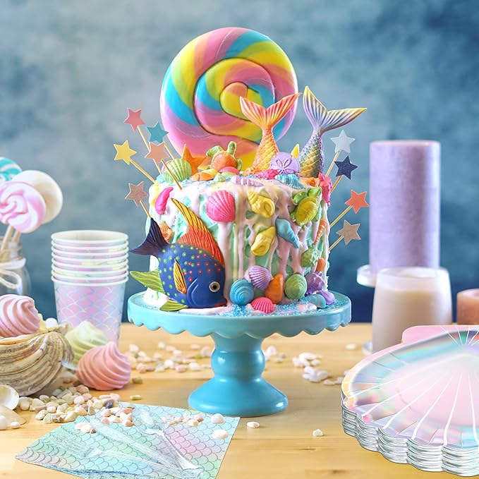 144 Pcs Mermaid Birthday Party Supplies Tableware Includes Mermaids