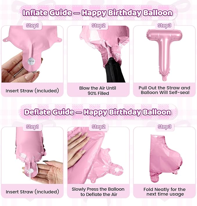 Pink Purple Happy Birthday Balloon, 38Inch Bow Aluminum Foil