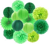Green Party Decorations Streamers Lanterns 14pcs St Patricks Day
