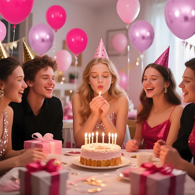 100Pcs Pink Balloons 12Inch Hot Pink Metallic Pink Balloon Light Pink