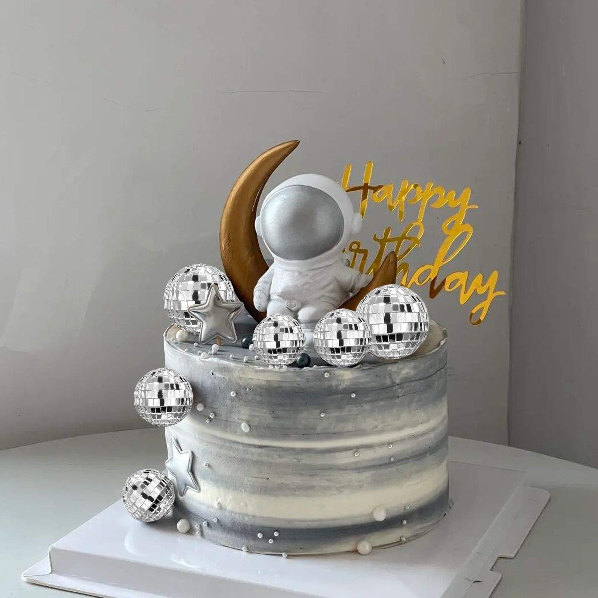 27 PCS Disco Ball Cake Decoration Mirror Ball Cake Topper 70s Disco