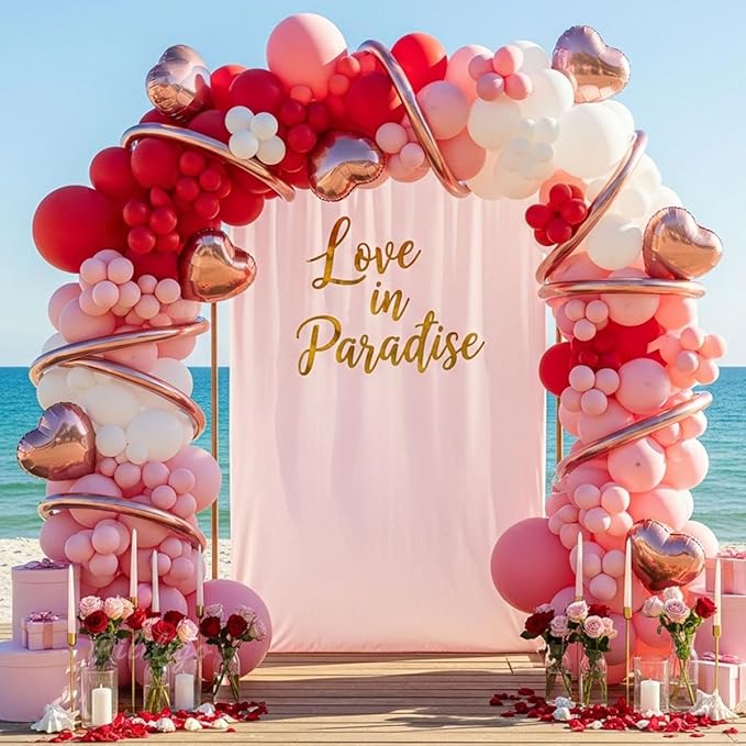 137 Pcs Valentines Day Balloon Arch Kit Red Pink White Matte Latex &