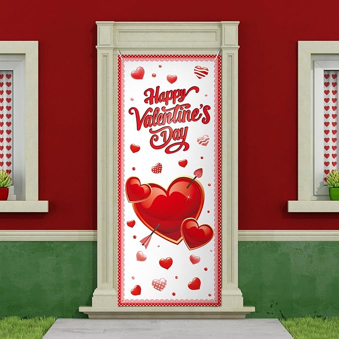 2 Pcs St Patricks Day and Valentine‘S Day Door Covers Green Shamrock