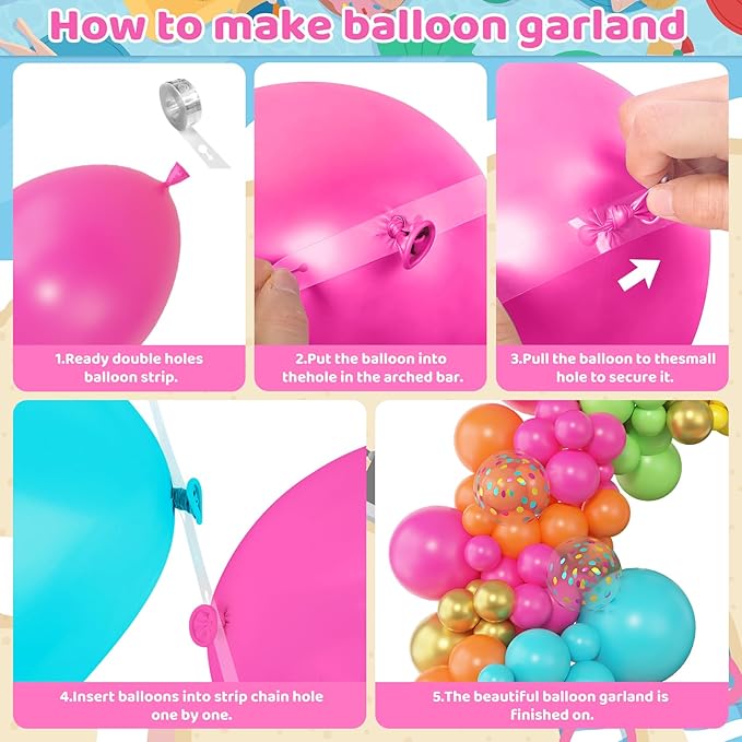 Amandir 153pcs Tropical Balloons Arch Garland Arch Kit, Different