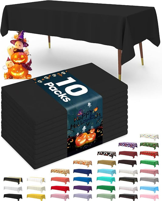 Pureegg Plastic Table Cloth Disposable 10 Pack, 54 x 72 Inch Table