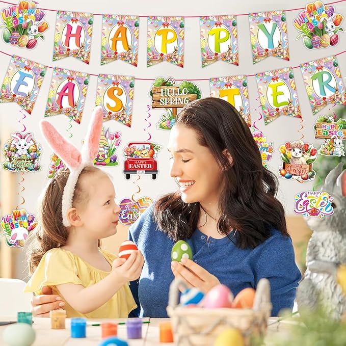 Easter Party Kit Decorations Supplies Happy Easter Rabbit Banner