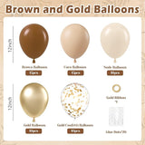 60pcs Brown and Gold Balloons for Neutral Bridal Shower, Birthday,