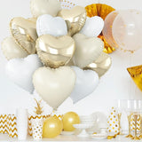 Cream White Heart Balloons,12Pcs Sand White Gold Heart Shaped Foil